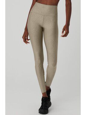 Alo Airlift High-Waist Leopard Debossed Leggings Gravel Tan Animal Print Hi-Rise